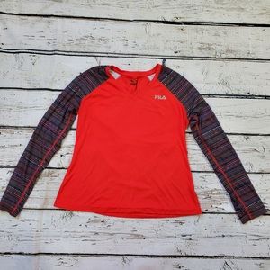 Women's FILA SPORT® Printed V-Neck Workout Top. Size large